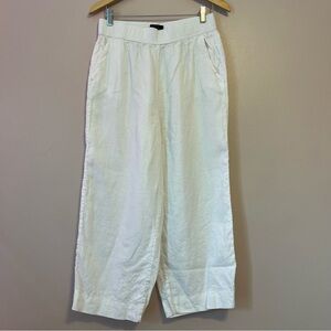 Tahari 100% Linen Pull-On Crop Pants White Women Large Beach Coastal Resortwear